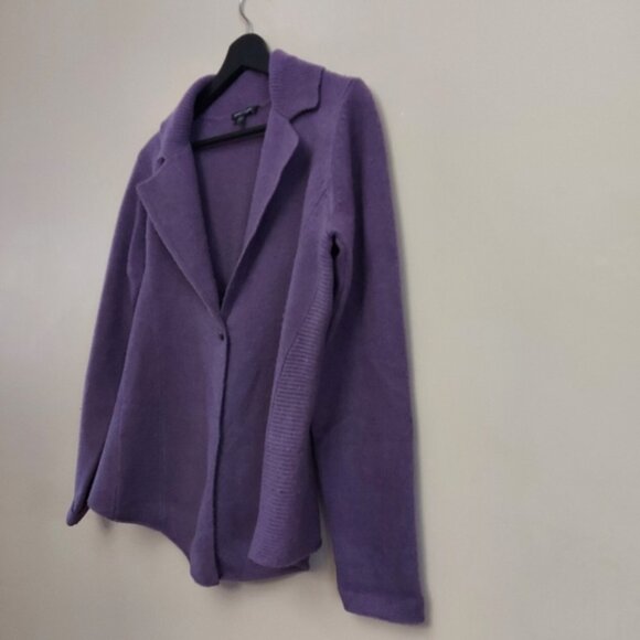 Eileen Fisher Lambswool Cashmere Cardigan Sweater Purple - Picture 3 of 9